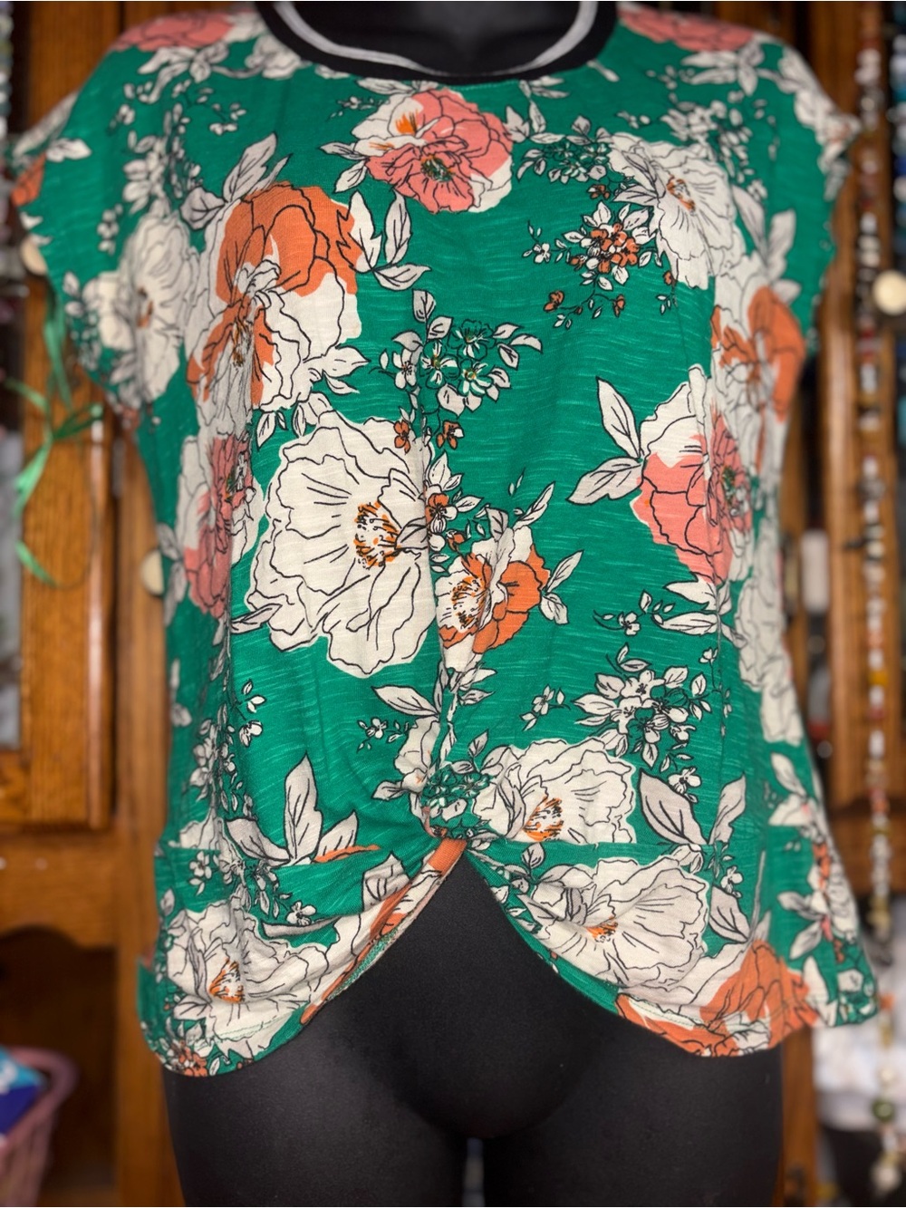 Anthropologie Yardley Green Floral Top small - Picture 5 of 10